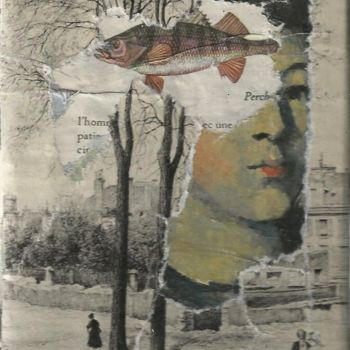 Collages titled "Le poisson et l'enf…" by Bettina Louis, Original Artwork