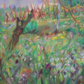 Painting titled "Vigneto di primavera" by Lucio Betto, Original Artwork