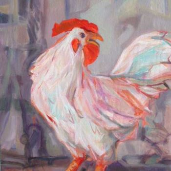 Pittura intitolato "gallo-feroce-tela-3…" da Lucio Betto, Opera d'arte originale
