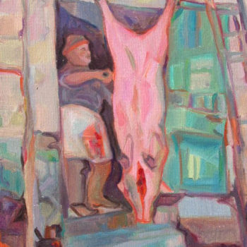 Pittura intitolato "La fine del porco" da Lucio Betto, Opera d'arte originale, Olio