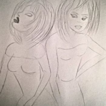 Dibujo titulada "Les deux soeurs jum…" por Miouchka, Obra de arte original