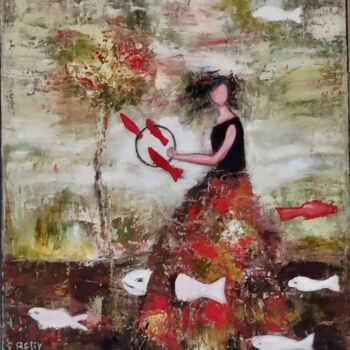 Painting titled "La dresseuse de poi…" by Betty Fevrier, Original Artwork, Wax