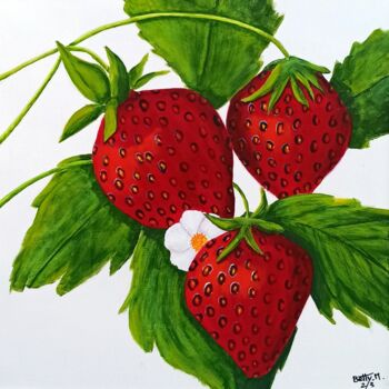Картина под названием "Fleur de fraises" - Betty-M, Подлинное произведение искусства, Масло