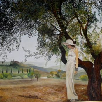 Peinture intitulée "femme toscane à l'o…" par Betty, Œuvre d'art originale, Huile