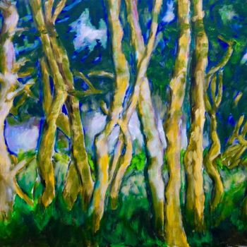 Painting titled "dancing trees" by Betty Jonker, Original Artwork, Acrylic