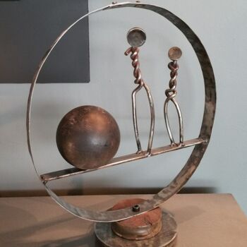 Sculpture titled "La promenade" by Béatrice Choury, Original Artwork, Metals