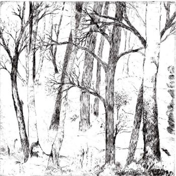 Desenho intitulada ""les Arbres" - Grav…" por Abol, Obras de arte originais