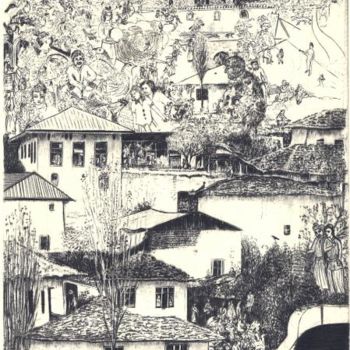 Drawing titled ""Conte" - Gravure a…" by Abol, Original Artwork