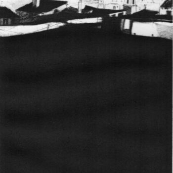 Tekening getiteld ""Sur les toits I "…" door Abol, Origineel Kunstwerk