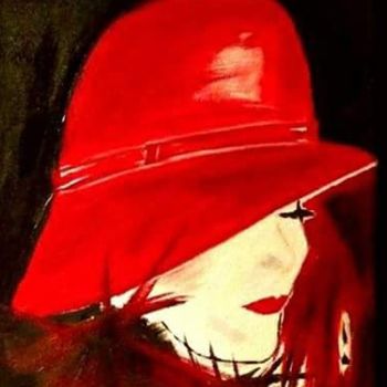 Painting titled "Femme pensive no 1.…" by Baron Frank Von Misch, Original Artwork, Acrylic Mounted on Wood Stretcher frame