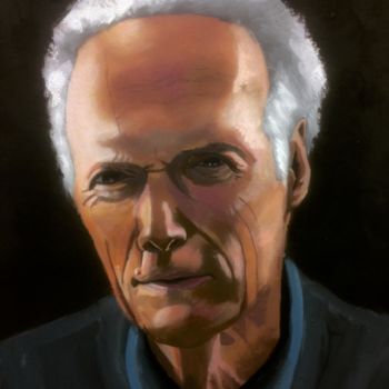Painting titled "Portrait Clint East…" by Baptiste Gamus, Original Artwork, Acrylic