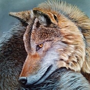 Painting titled "Wolf" by Barry Gray, Original Artwork, Acrylic