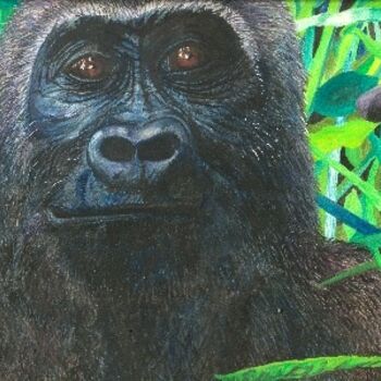 Painting titled "Lady Gorilla" by Bhagvati Nath, Original Artwork, Oil