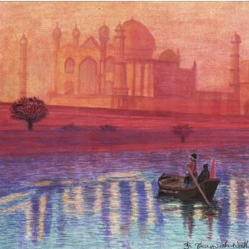 Painting titled "Silent Crossing" by Bhagvati Nath, Original Artwork, Other