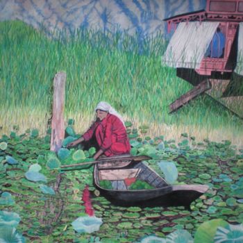Painting titled "Collecting Water Li…" by Bhagvati Nath, Original Artwork, Other