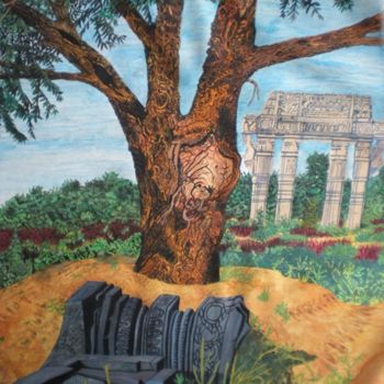 Ζωγραφική με τίτλο "Time passes The Tree" από Bhagvati Nath, Αυθεντικά έργα τέχνης, Άλλος