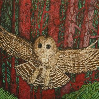 Painting titled "Wise Owl Ways" by Bhagvati Nath, Original Artwork, Other