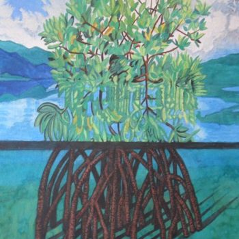 Schilderij getiteld "Mangrove Tree" door Bhagvati Nath, Origineel Kunstwerk, Anders