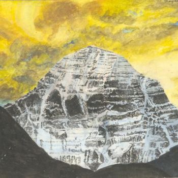 Painting titled "Mount Kailash at Su…" by Bhagvati Nath, Original Artwork, Other