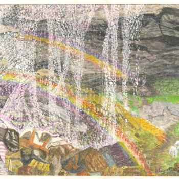 Painting titled "Rainbow Falls" by Bhagvati Nath, Original Artwork, Other