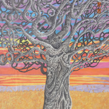 Painting titled "The Topsy Turvy Tree" by Bhagvati Nath, Original Artwork, Watercolor