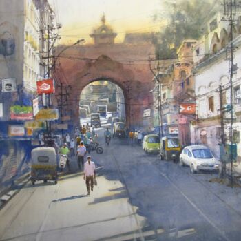 제목이 "Lanes of Bhopal"인 미술작품 Bhargavkumar Kulkarni로, 원작, 수채화