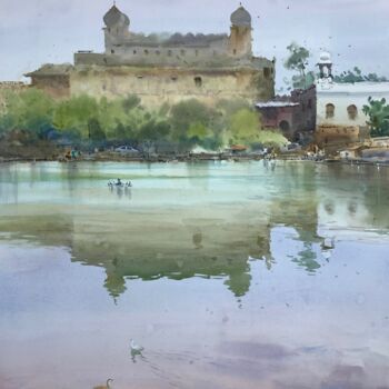 Pittura intitolato "Motiya Talab, Bhopal" da Bhargavkumar Kulkarni, Opera d'arte originale, Acquarello