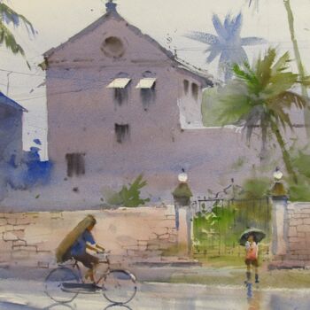 Painting titled "Monsoon 2" by Bhargavkumar Kulkarni, Original Artwork, Watercolor