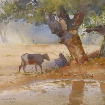 Painting titled "Rainy day in the wi…" by Bhargavkumar Kulkarni, Original Artwork, Watercolor