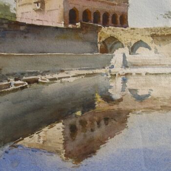 Painting titled "Reflections of Mandu" by Bhargavkumar Kulkarni, Original Artwork, Watercolor