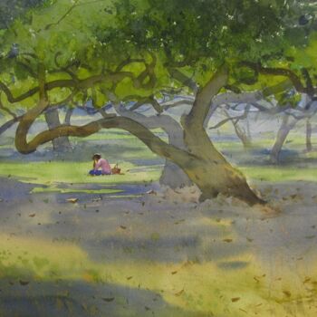 Peinture intitulée "Parks of Delhi" par Bhargavkumar Kulkarni, Œuvre d'art originale, Aquarelle