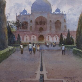 Schilderij getiteld "Delhi Evenings" door Bhargavkumar Kulkarni, Origineel Kunstwerk, Aquarel