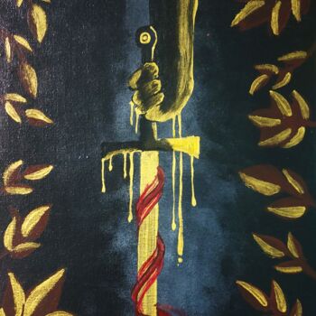 Painting titled "The Sword of Damocl…" by Bhaswati Bishoi, Original Artwork, Acrylic
