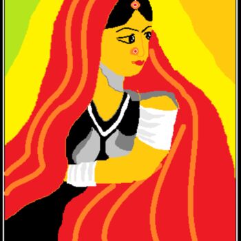 Digitale Kunst mit dem Titel "Rajasthani Woman" von Bhaswati Bishoi, Original-Kunstwerk, Digitale Malerei
