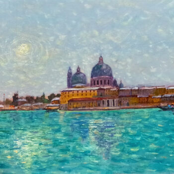 Painting titled "Canal Grande - Veni…" by Biagio Chiesi, Original Artwork, Oil Mounted on Wood Panel