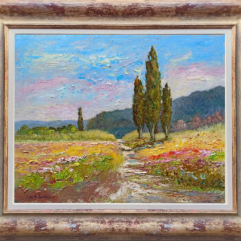 Painting titled "ONE DAY IN THE COUN…" by Biagio Chiesi, Original Artwork, Oil Mounted on Wood Panel