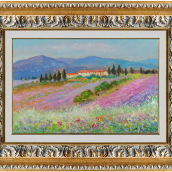 Painting titled "Bloomed hills - Tus…" by Biagio Chiesi, Original Artwork, Oil Mounted on Wood Panel