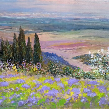 Peinture intitulée "Spring colors lands…" par Biagio Chiesi, Œuvre d'art originale, Huile Monté sur Panneau de bois