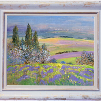Pintura intitulada "Spring colors lands…" por Biagio Chiesi, Obras de arte originais, Óleo Montado em Painel de madeira