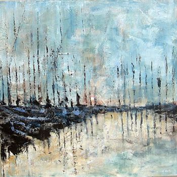 Painting titled "Forêt et rivière" by Bianca De Vos, Original Artwork, Acrylic