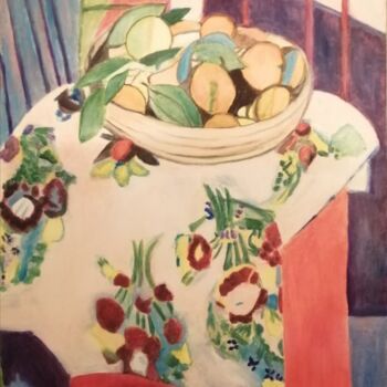 Malerei mit dem Titel "Corbeilles aux Oran…" von Bianca Loren, Original-Kunstwerk, Öl Auf Keilrahmen aus Holz montiert