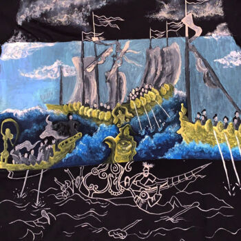 Pittura intitolato "Sea" da Bianca Cotea, Opera d'arte originale, Fibra tessile