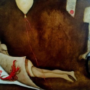 Peinture intitulée "La fête et le scorp…" par Robert Blanchette, Œuvre d'art originale, Huile