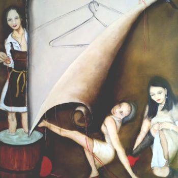 Peinture intitulée "Les couturières." par Robert Blanchette, Œuvre d'art originale, Huile