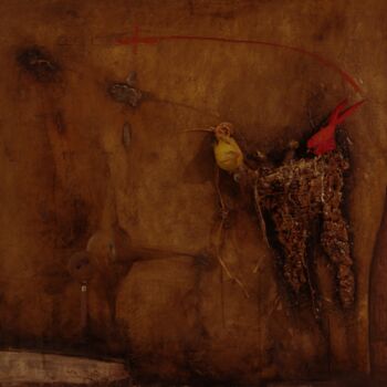 Painting titled "Le repère." by Robert Blanchette, Original Artwork, Oil Mounted on Wood Stretcher frame