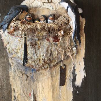 "Une famille d'hiron…" başlıklı Tablo Robert Blanchette tarafından, Orijinal sanat, Petrol