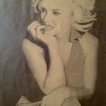 Drawing titled "Marilyn" by Biba, Original Artwork, Pencil