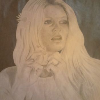 Drawing titled "Brigitte Bardot" by Biba, Original Artwork, Pencil