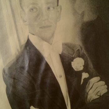 Drawing titled "Fred Astaire" by Biba, Original Artwork, Pencil