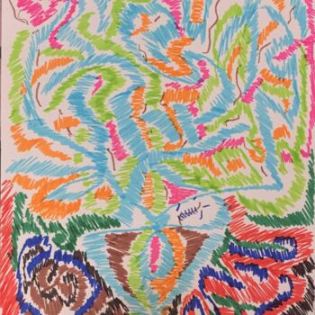 Dessin intitulée "El flor" par Bibara, Œuvre d'art originale, Crayon
